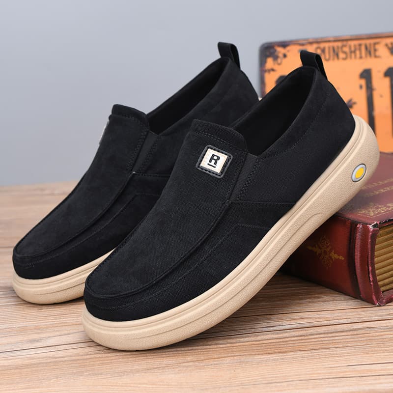 Spring Men's Shoes Old Beijing Cloth Shoes Men's Single Shoes Breathable Casual Shoes Soft Sole Lightweight Slip-on Dad Shoes Simple