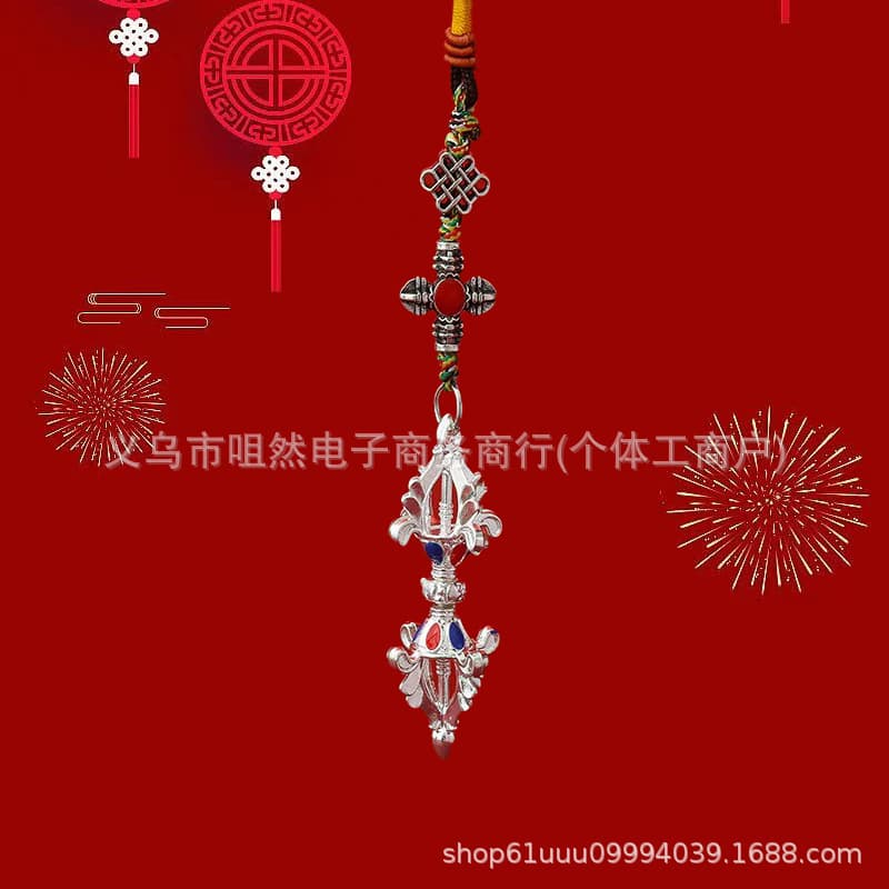 New Tibetan-style Vajra Cross Pendant Accessory for Bags and Car Keychains