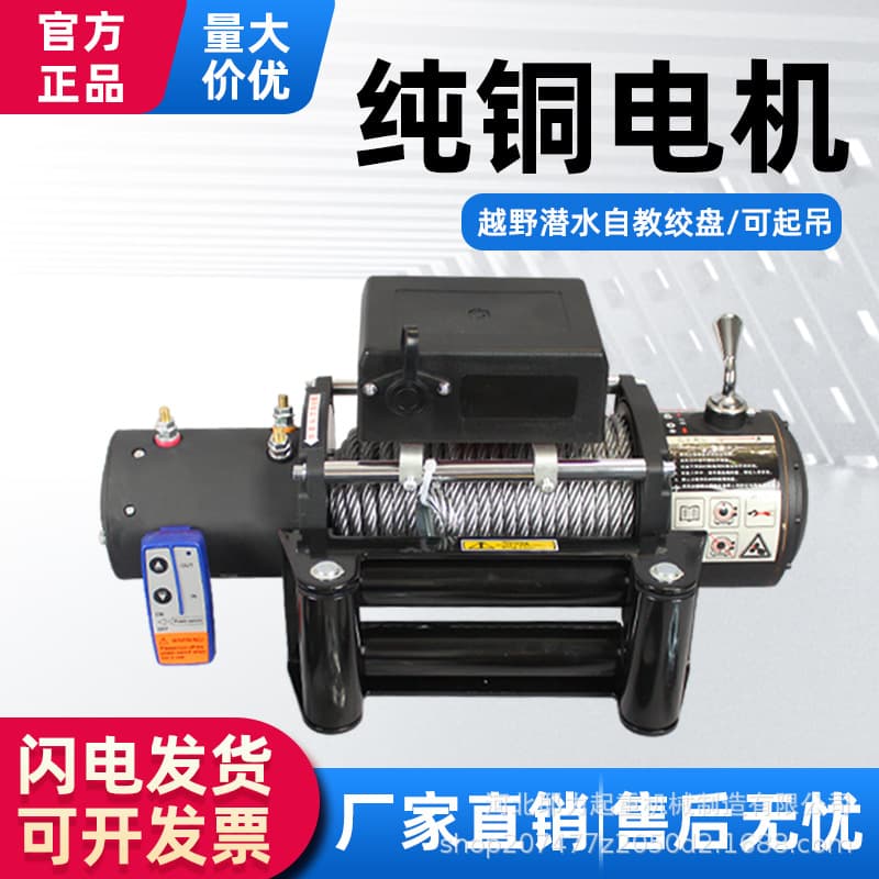 Vehicle Electric Winch 12V 24V Automotive Electric Winch Off-Road Vehicle Winch Battery Type Electromagnetic Brake