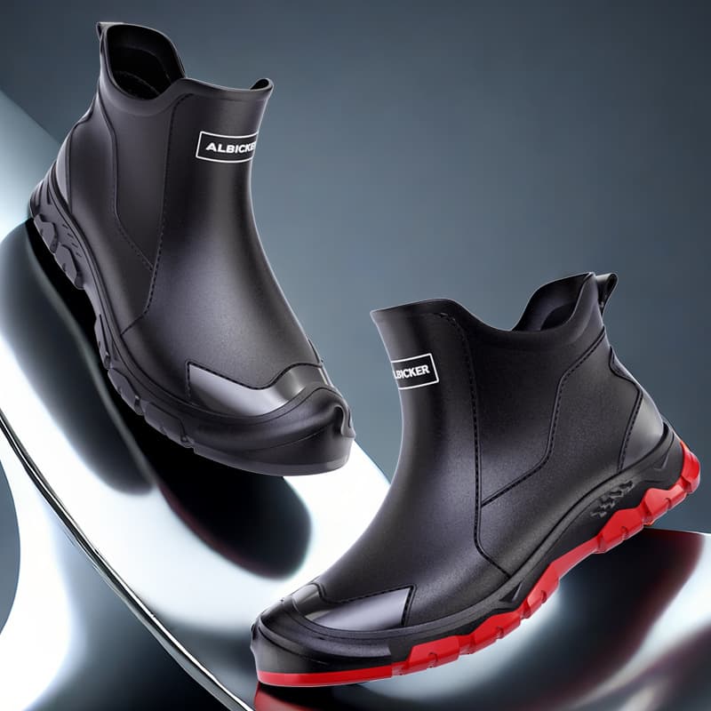 Men's Outdoor Short Black Rain Boots Urban Waterproof Boots Anti-Slip Wading Shoes Khaki Rubber Boots Men's Rain Boots
