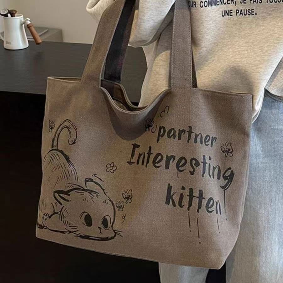 Cross-border Wholesale Canvas Bag Women's Cartoon Printed Large Capacity Tote Bag Travel All-match Commuter Bag Mother and Baby Bag