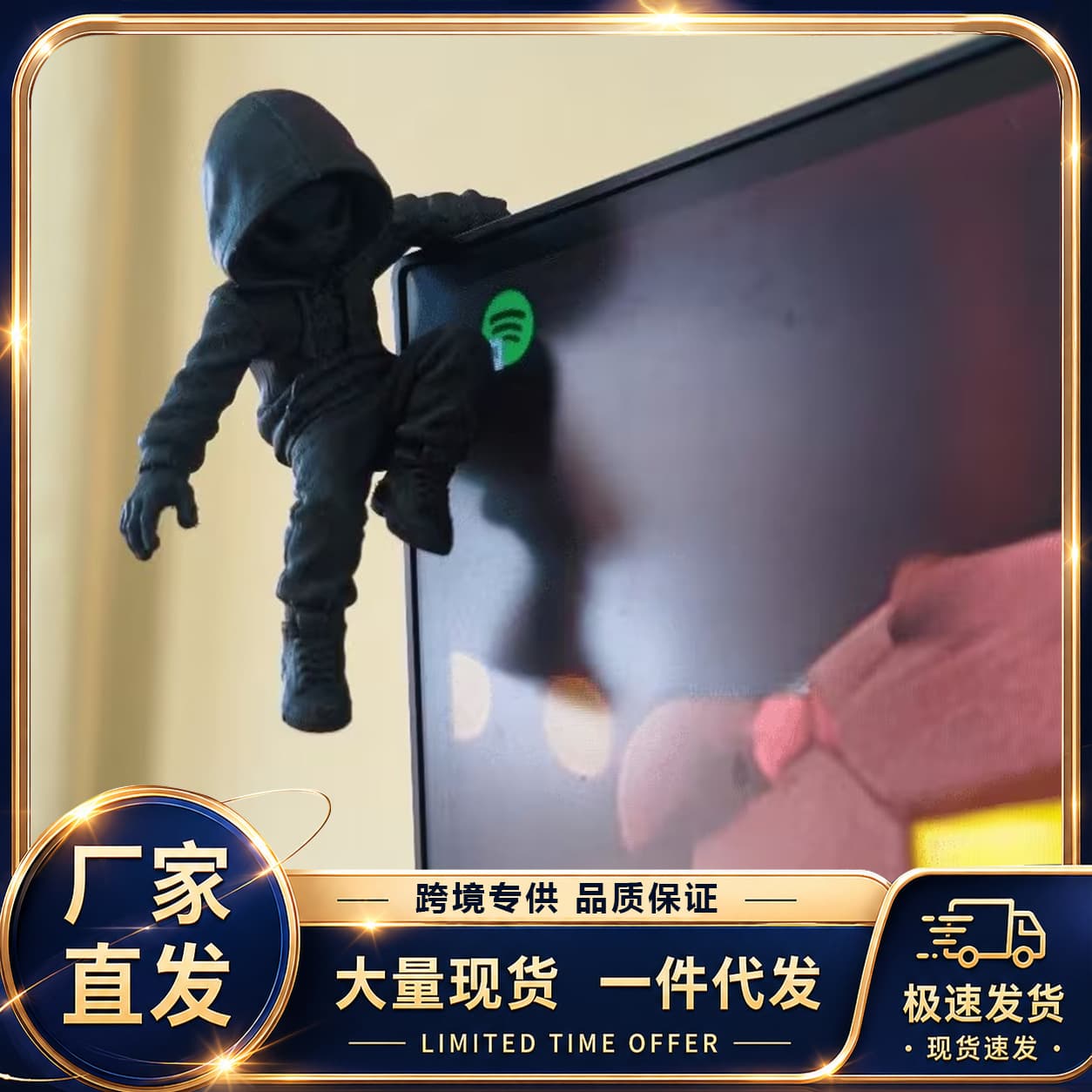 Cross-border new product 3D printed display black hooded ninja toy gift practical holiday gift for boys and girls