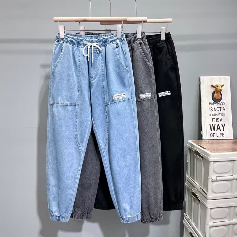 Spring/Autumn Cargo Pants for Men, Street Style Loose Harem Pants, Korean Fashion Elastic Waist Drawstring Long Pants