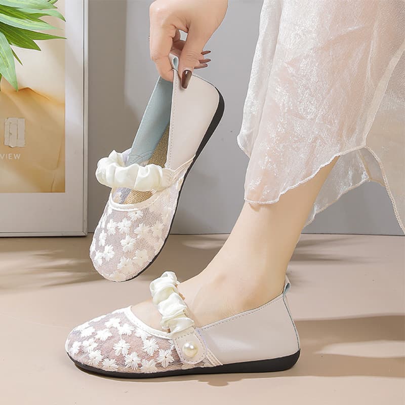 Breathable Slip-On Fisherman Shoes for Dresses Mary Jane Mesh Shoes Women's 2026 New Spring Summer Fabric Shoes