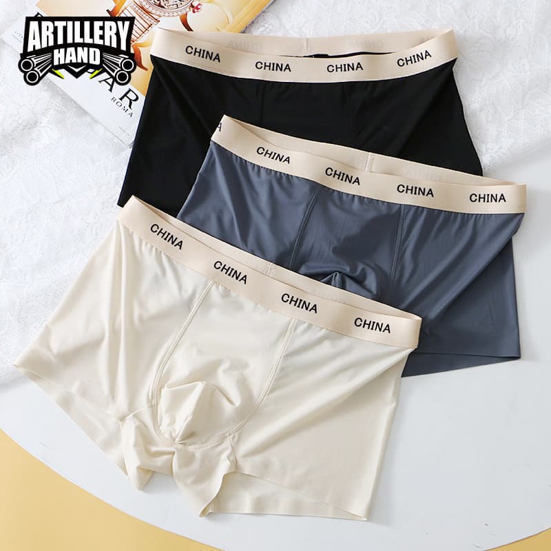 New trendy men's underwear ice silk wholesale teenagers boxer mid-waist four-corner boxer breathable men's shorts for home