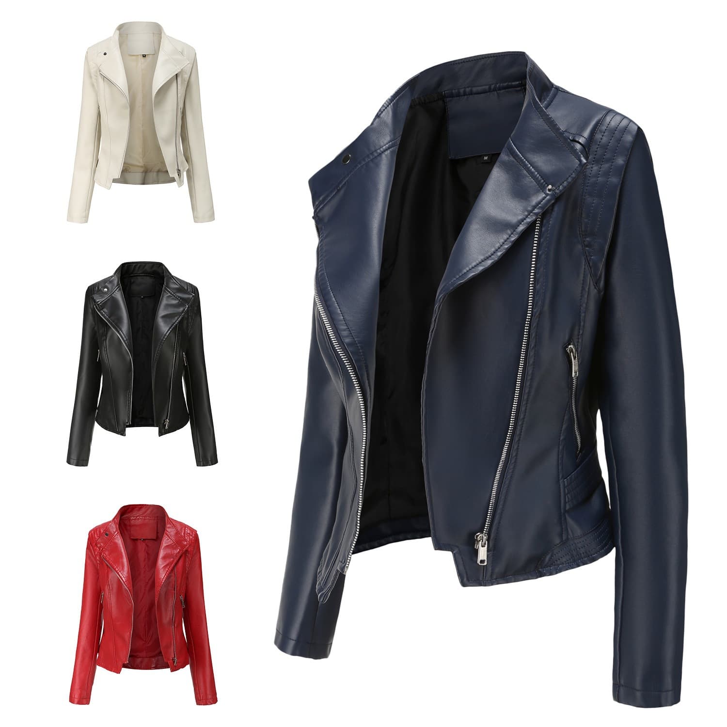 2024 New Pu Lapel Ladies Slim Leather Jacket Women Spring Autumn Thin Long Sleeve Coat Short Female Jackets