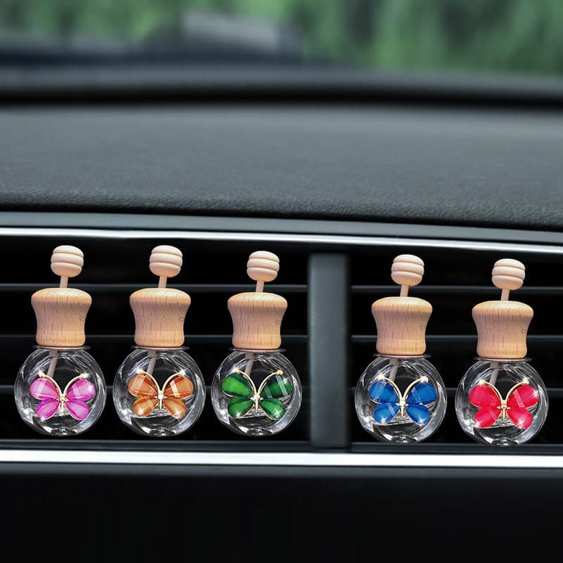 Car Air Vent Perfume Bottle Small Floral Aromatherapy Essential Oil Glass Decorative Empty Bottle Volatile Fragrance Decoration Cross-Border