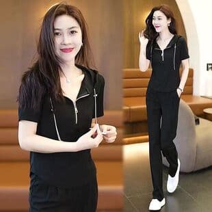 2026 New Summer Plus Size Casual Sportswear Set for Women, Age-Defying Slimming Short Sleeve Top and Wide Leg Pants Two-Piece Set
