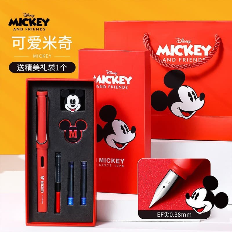 Disney Pen Gift Set with Ink and Cartridges, Dual-Use EF Nib, Posture-Correcting Writing Practice Pen for Children and Elementary School Students