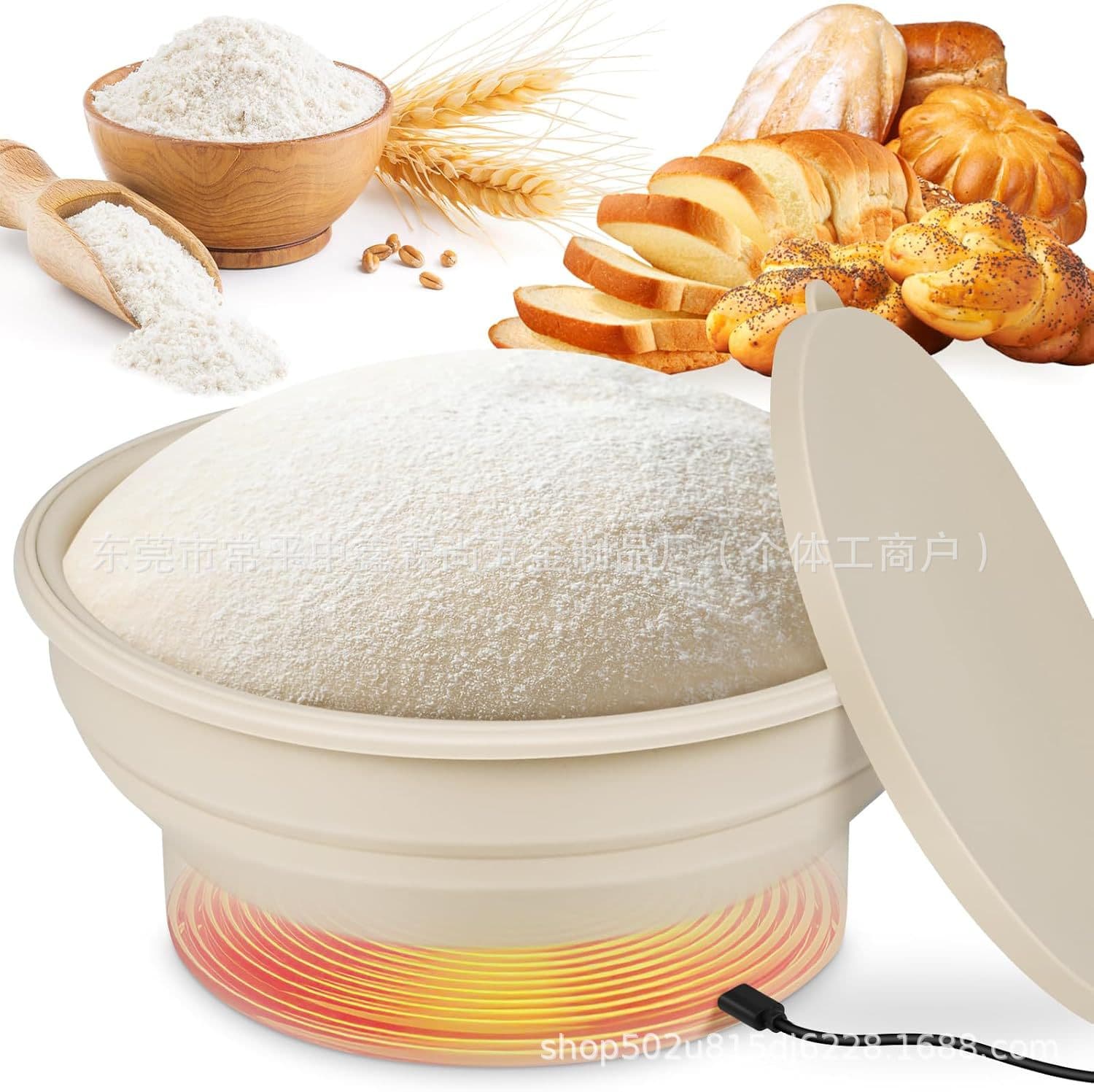 Cross-border hot selling heating fermentation basket flour fermentation bowl silicone constant temperature fermentation bowl graphene fermentation bowl silicone bowl