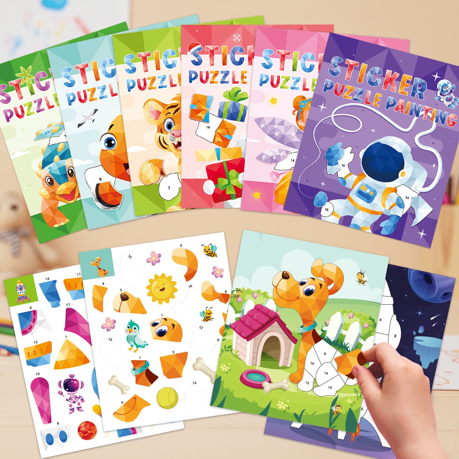 Children's 3D three-dimensional puzzle stickers wholesale children's handmade DIY digital stickers puzzle stickers