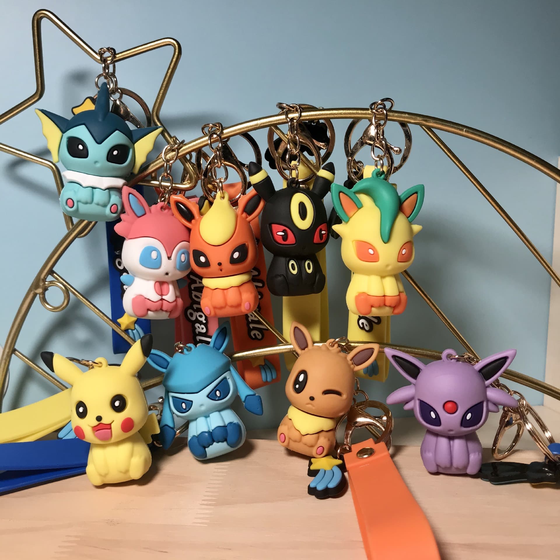 PVC Eevee key chain Pokemon Pokemon pendant cute cartoon couple bag Pikachu pendant