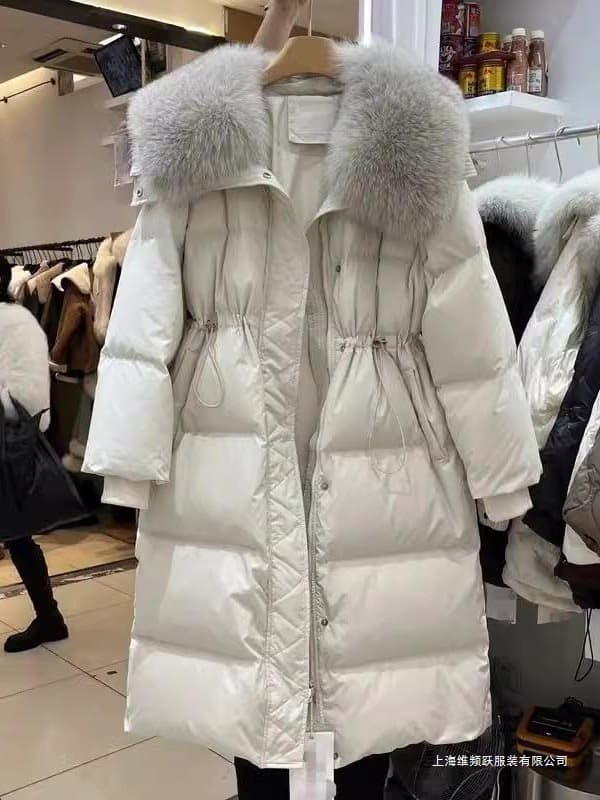 Large size loose fat big fur collar 200 pounds cotton coat mid-length cotton coat jacket fashionable cotton jacket