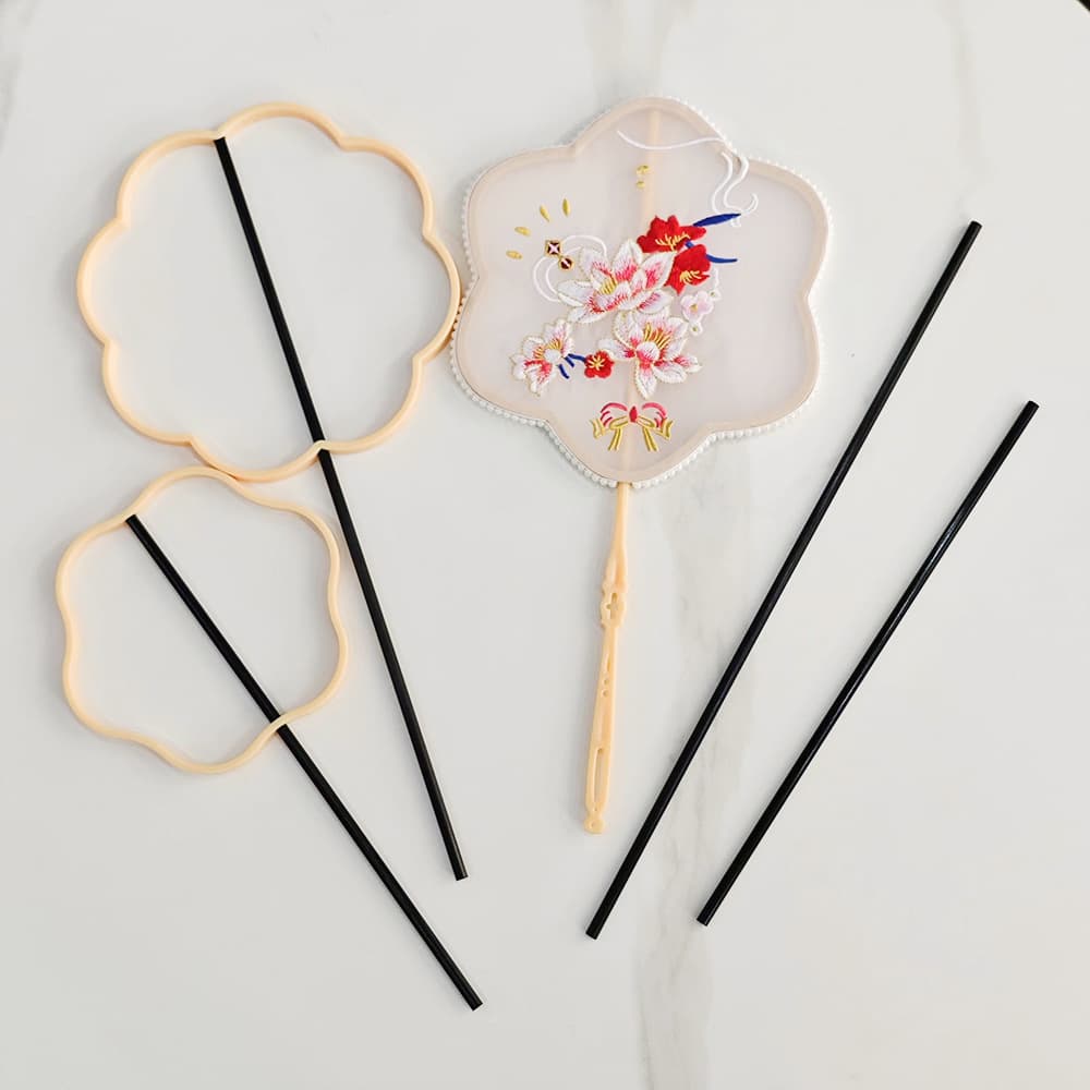 Manufacturer direct group fan stick plastic fan rod 6mm hard imitation bamboo rod Hanfu fan handle black stick business gift