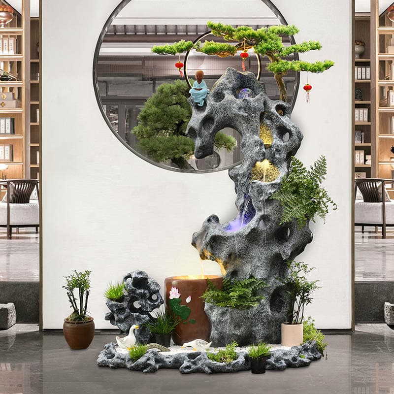 Large Garden Courtyard Decorative Fish Pond Floor Rockery Water Flow Ornament Fountain Company Balcony Fish Tank Waterfall Landscape
