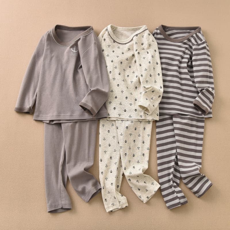 Japanese-Style T-Shirt Autumn Underwear Boys Cotton Base Layer Homewear Factory New Four-Season Thin Stretch Ribbed Underwear Autumn Pants