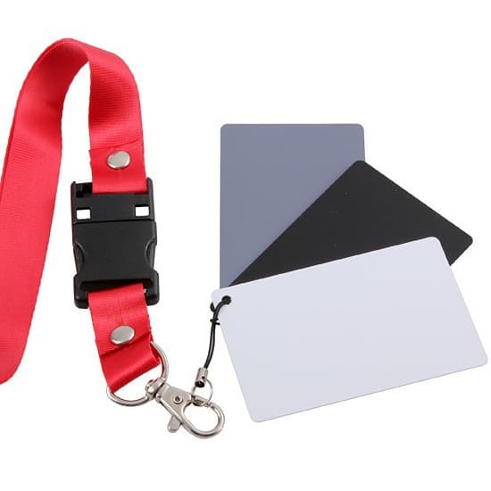 White Balance 18% Gray Card, Small, Black White Gray Three-Color Card, Precise Exposure, Scratch-Resistant, Waterproof, Portable, with Elegant Neck Strap
