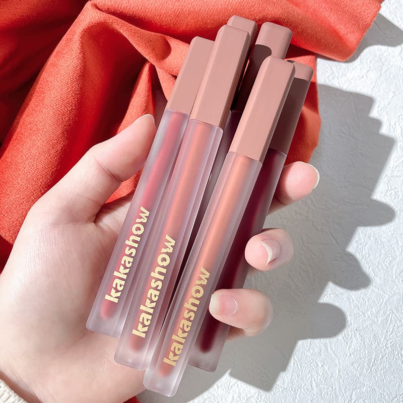 Kakashow Velvet Matte Lip Glaze Smooth Powder Fog Waterproof Long-lasting Color Boosting Student Daily Natural White Look
