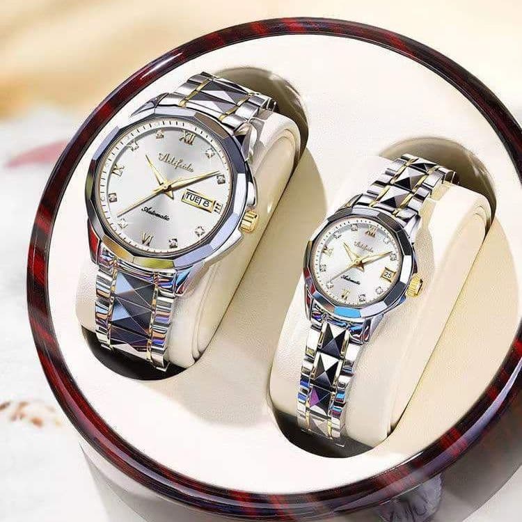 Swiss Minimalist Luminous High-End Men's and Women's Waterproof Calendar Watch Couple Pair Automatic Mechanical Watch