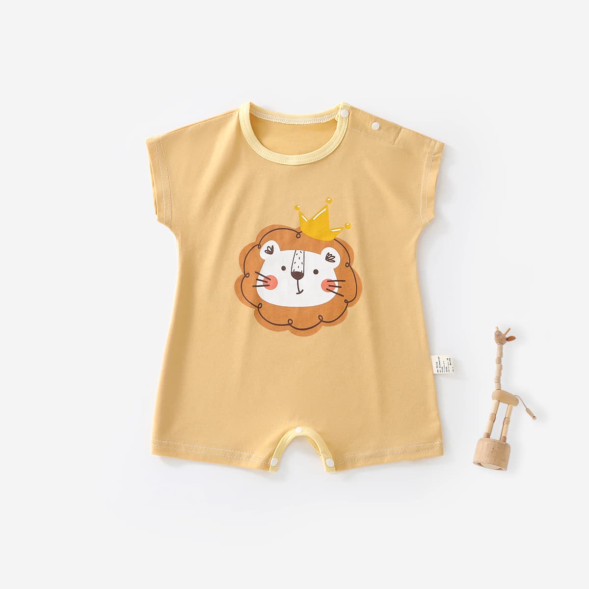 Baby jumpsuit summer thin newborn short-sleeved shorts rompers baby breathable round neck harem cartoon summer clothing