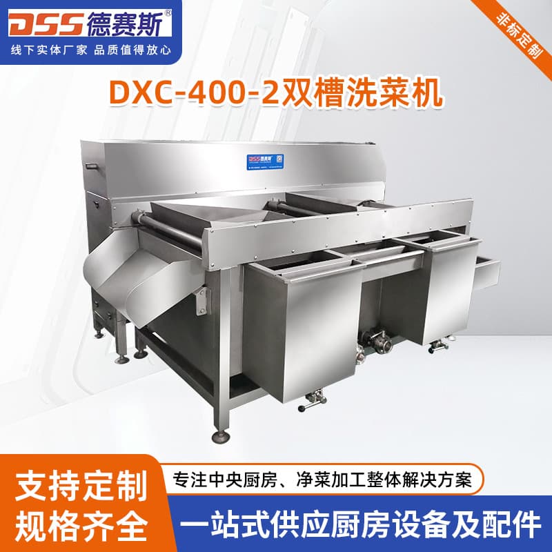 Customized Dual-Tank Vegetable Washer - Stainless Steel Automatic Commercial Vegetable Cleaning Machine