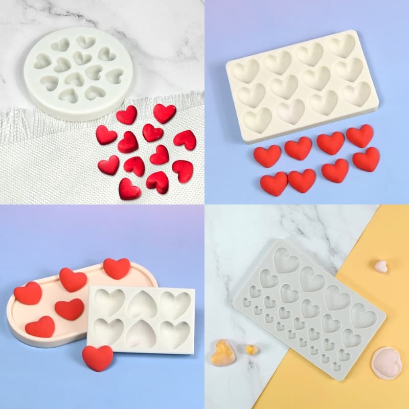 6-hole small love fondant silicone grinding tool peach heart soft pottery jewelry mold DIY heart-shaped candy biscuit baking mold