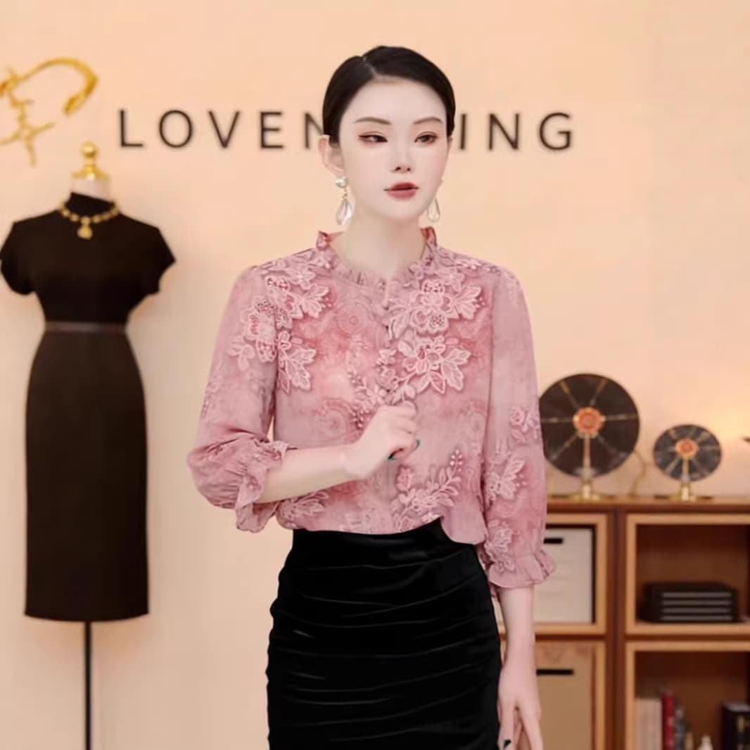 2026 Mid-Aged Mother Spring/Autumn Fashionable Blouse Middle-Aged Women T-shirt Elegant Lady Base Top