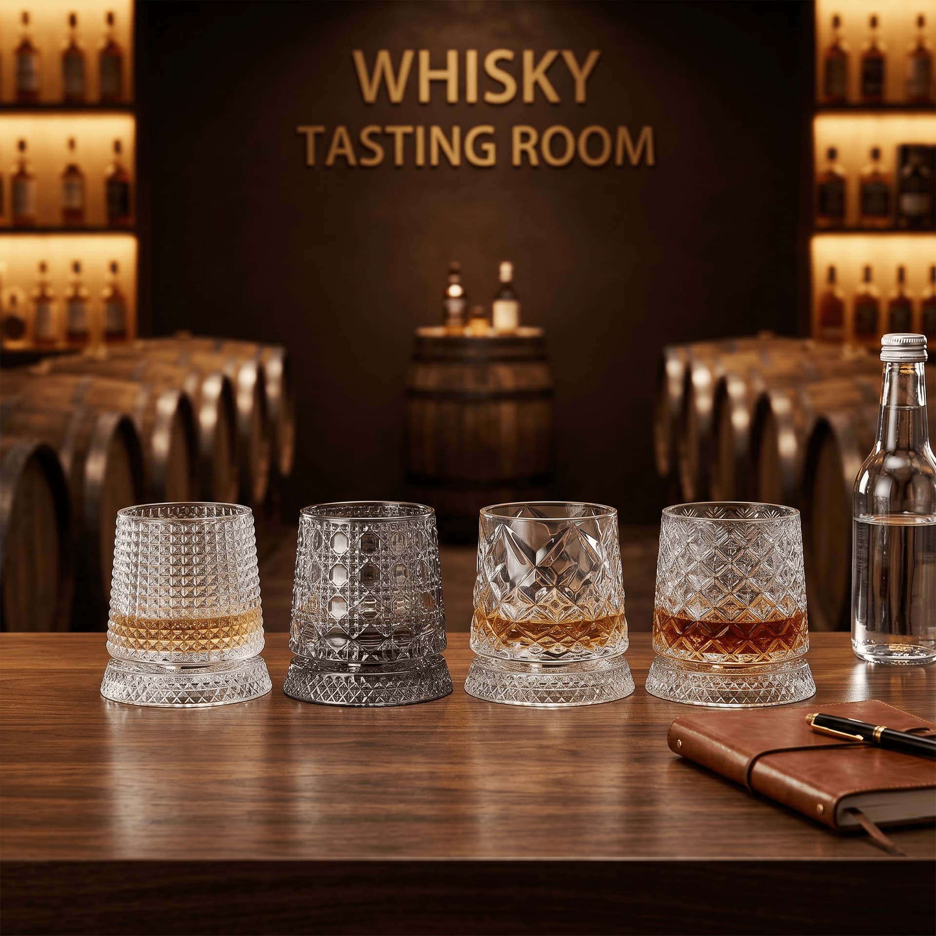 Factory wholesale crystal whiskey glasses, whiskey tumblers, thick-bottomed shot glasses, bar and home glassware