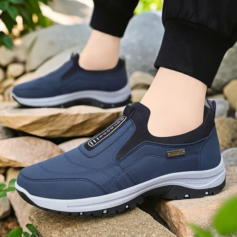 Cross-border Large Size Men's Summer Casual Leather Sports Shoes, Breathable Non-odorous Slip-on Men's Shoes