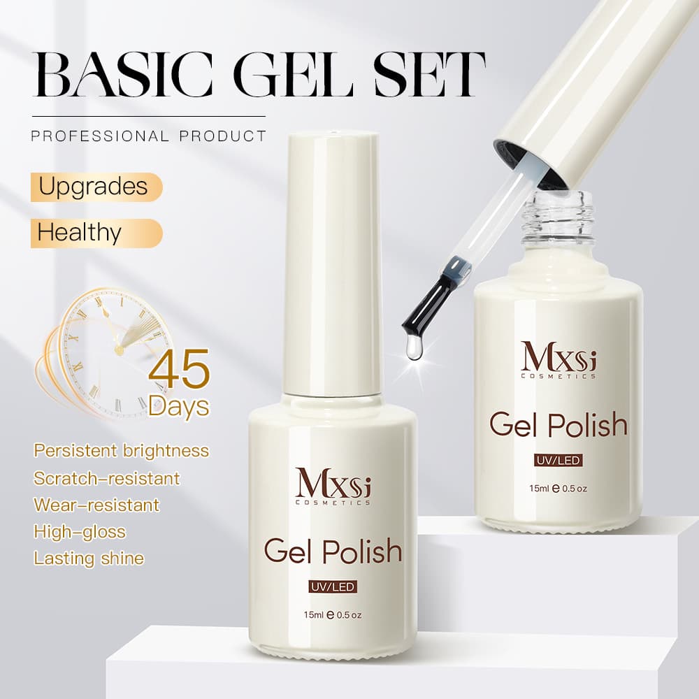 Mxsi New Base Coat Matte Top Coat Set Nail Tip Adhesive Transfer Smudge Long-Lasting Nail Art Functional Gel