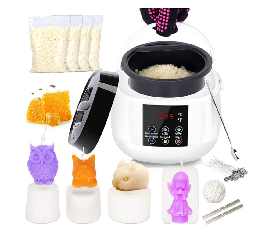 Candle Making Kit Portable Heater 3D Candle Mold Beeswax DIY Wax Pot Smart Wax Melting Pot
