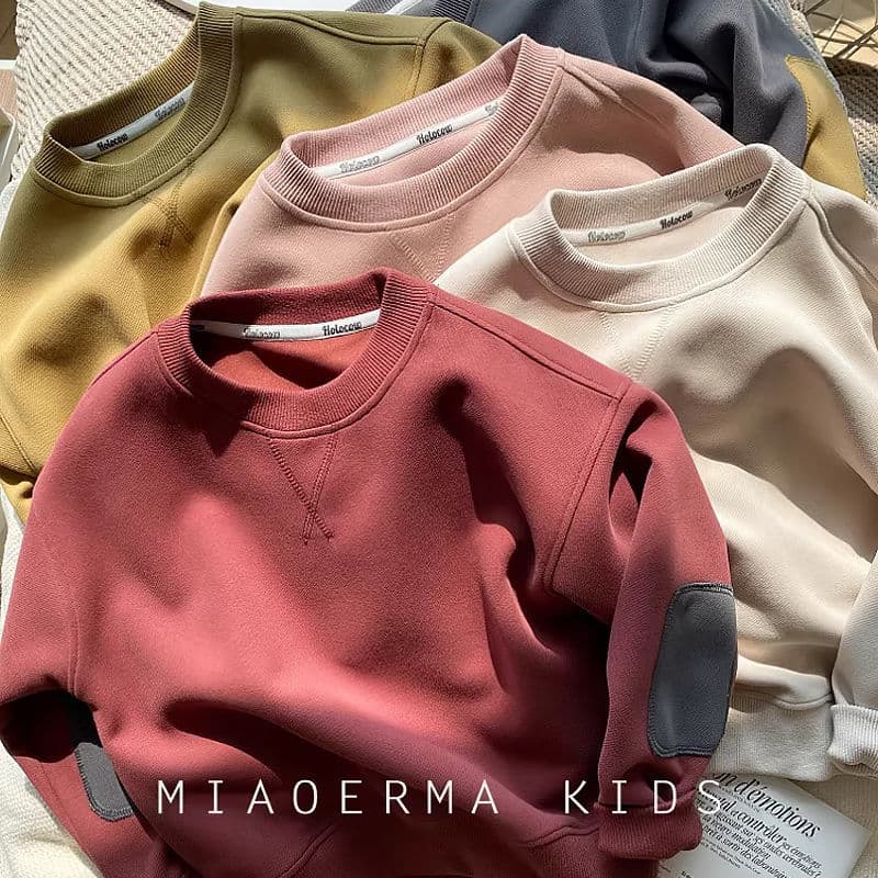 Kids Solid Color Sweatshirt 2025 Spring and Autumn New Style Toddler Boys and Girls Casual Pullover Sweatshirt Outerwear Versatile Top