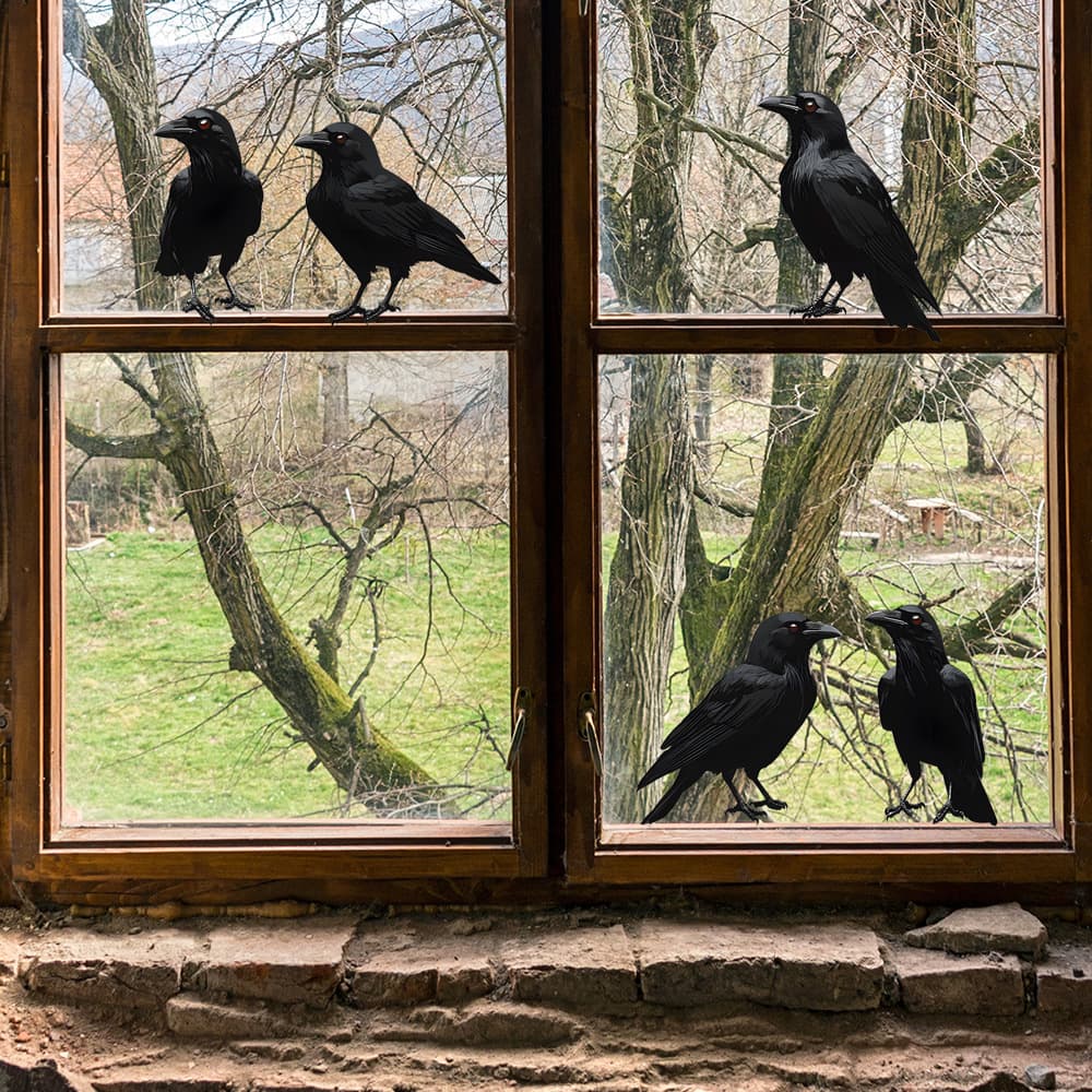 Halloween Black Crow Glass Window Wall Sticker, Bedroom Home Decor Decal, Self-Adhesive, Wholesale
