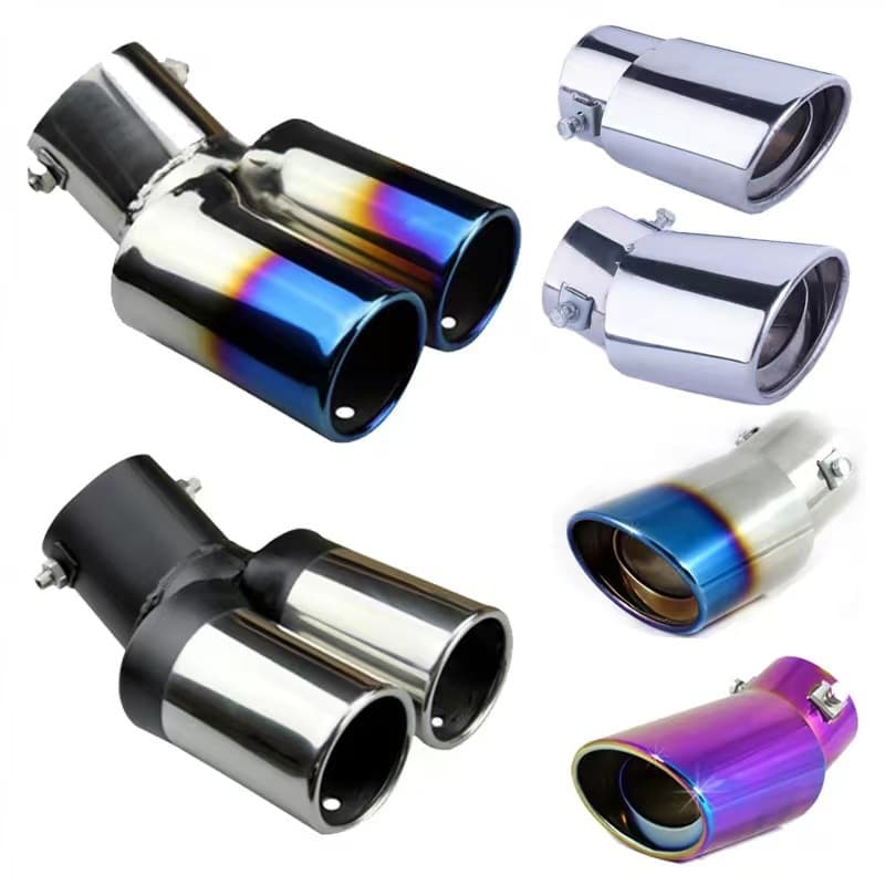 Universal car exhaust tip modification, stainless steel silencer, exhaust cover, decorative single/double tailpipe, direct sales