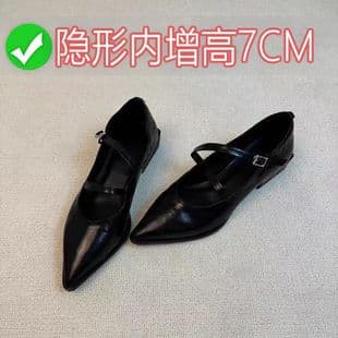 2025 Spring New Retro Mary Jane Shoes with Hidden Height Increase, Women's Casual Leather Shoes, Versatile Single Shoes