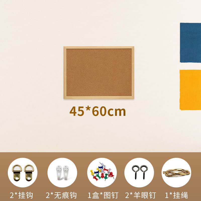 Wall-mounted Wood Frame Cork Board Blackboard Photo Display Wall for Kindergarten Classroom Themed Background Wall Creative Decoration with Push Pins