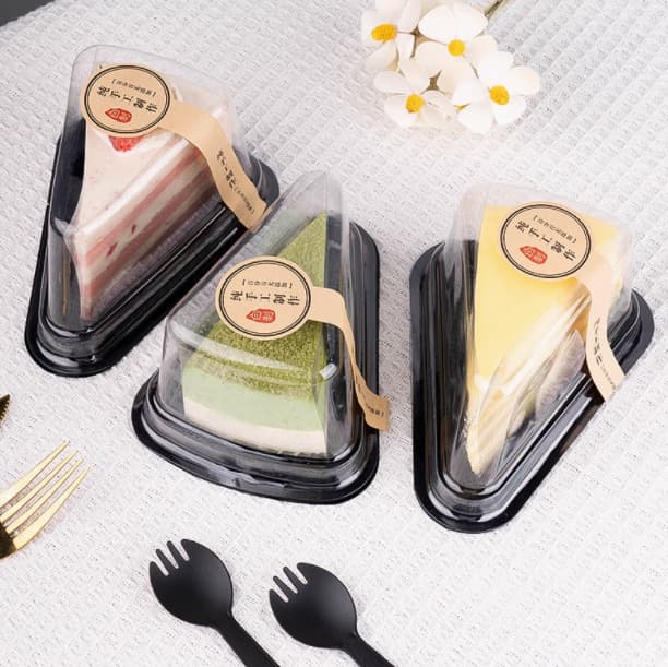 Transparent Mille Crepe Cake Tiramisu Mousse Triangular Packaging Box 6-Inch 8-Inch Sliced Western Pastry Takeout Box