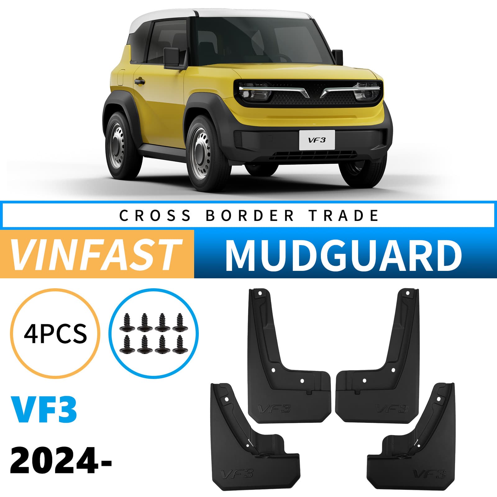Mud Flaps for VinFast VF 3 2024-2025 Export Cross-Border Car Tire Fender Modification
