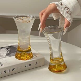 Gold Waist Mountain View Glass Ins Style Crystal Glass Special Juice Glass Champagne Glass Cocktail Glass Cold Drink Glass