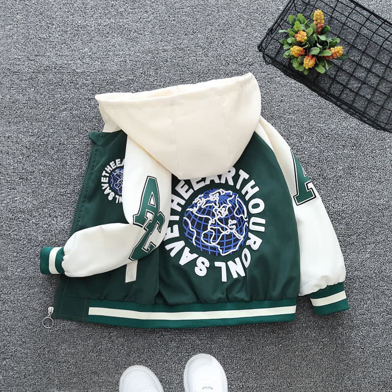 Boys' spring jackets, thin hooded trench coats in Korean style for trendy mid-to-older kids and girls