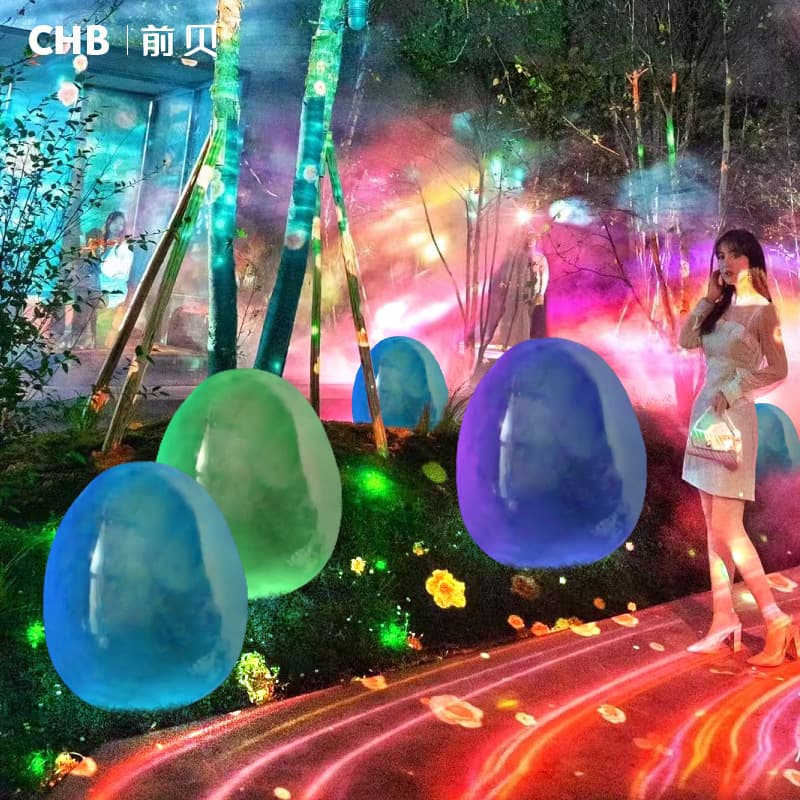 Interactive Touch Glowing Sound Colorful Dinosaur Egg Light, Novelty Egg for Outdoor Squares, Scenic Areas, Parks, and Lawn Landscapes