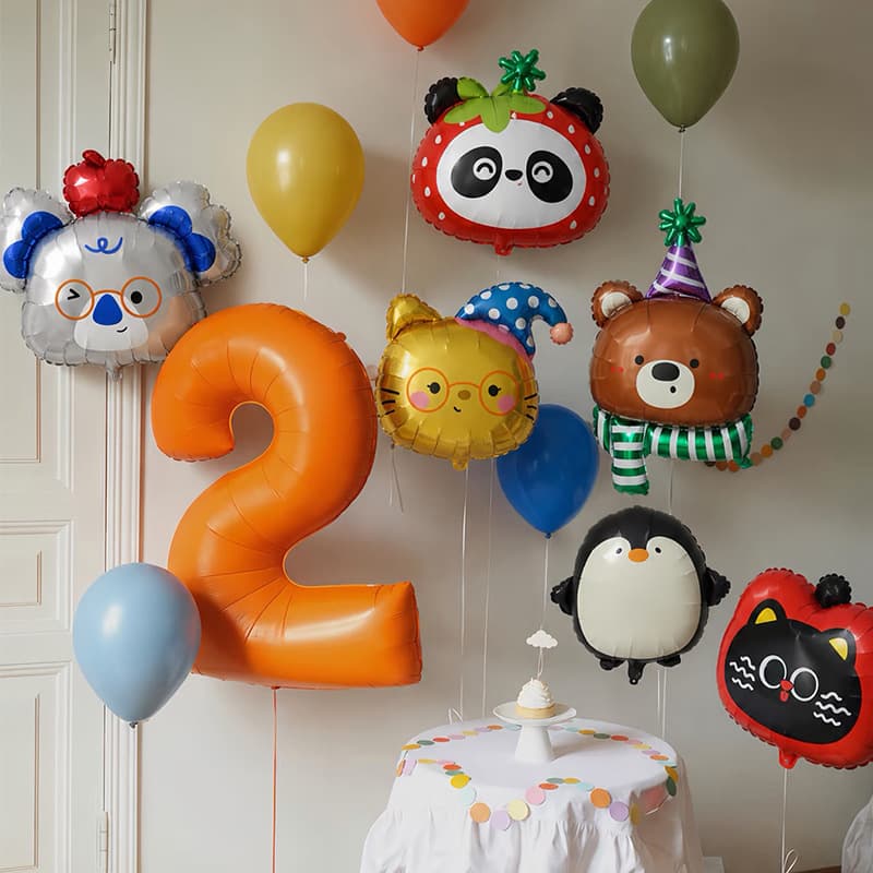 Cute animal balloon circus theme birthday balloon aluminum film baby first birthday party decoration helium floating in the air