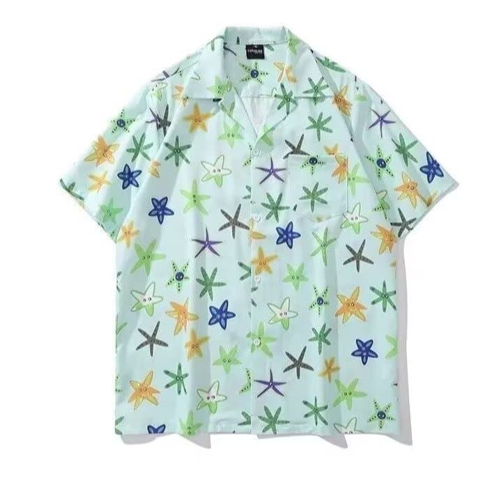 Ice Silk Short Sleeve Shirt for Men, Summer Sun Protection Cool Breathable Top Rogue Style Jacket Teen Printed Shirt