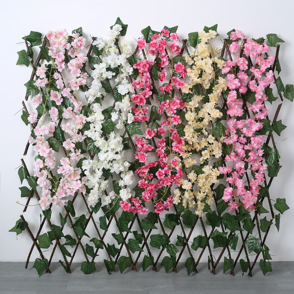 Cross-border Simulation Flower Vine Plastic Artificial Flowers for Wrapping Air Conditioning Pipes Indoor Ceiling Decoration Covering Fake Flower Vine Leaves