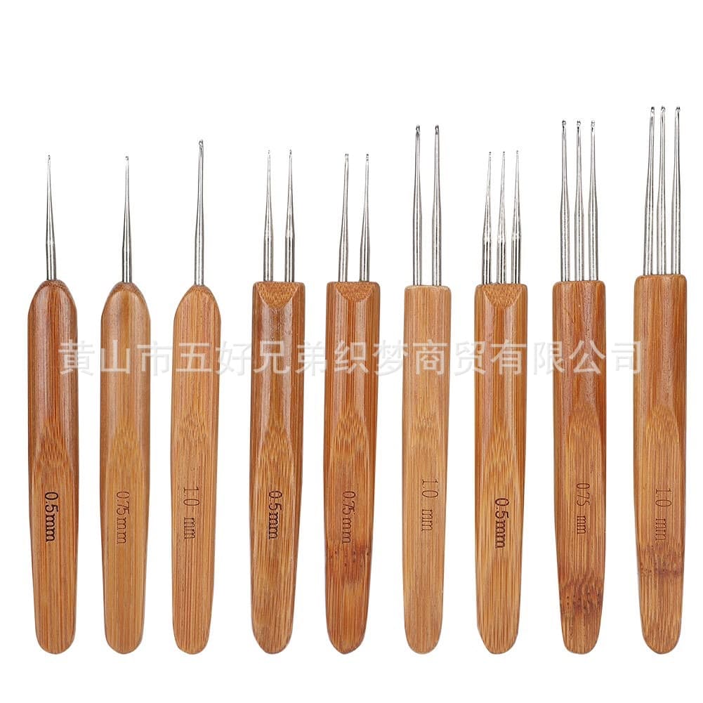 Export to Africa Five Brothers Knitting Tool Bamboo Handle Crochet Hook, Yarn Needle, Dreadlock Crochet Hook, Carbonized Bamboo Crochet Hook