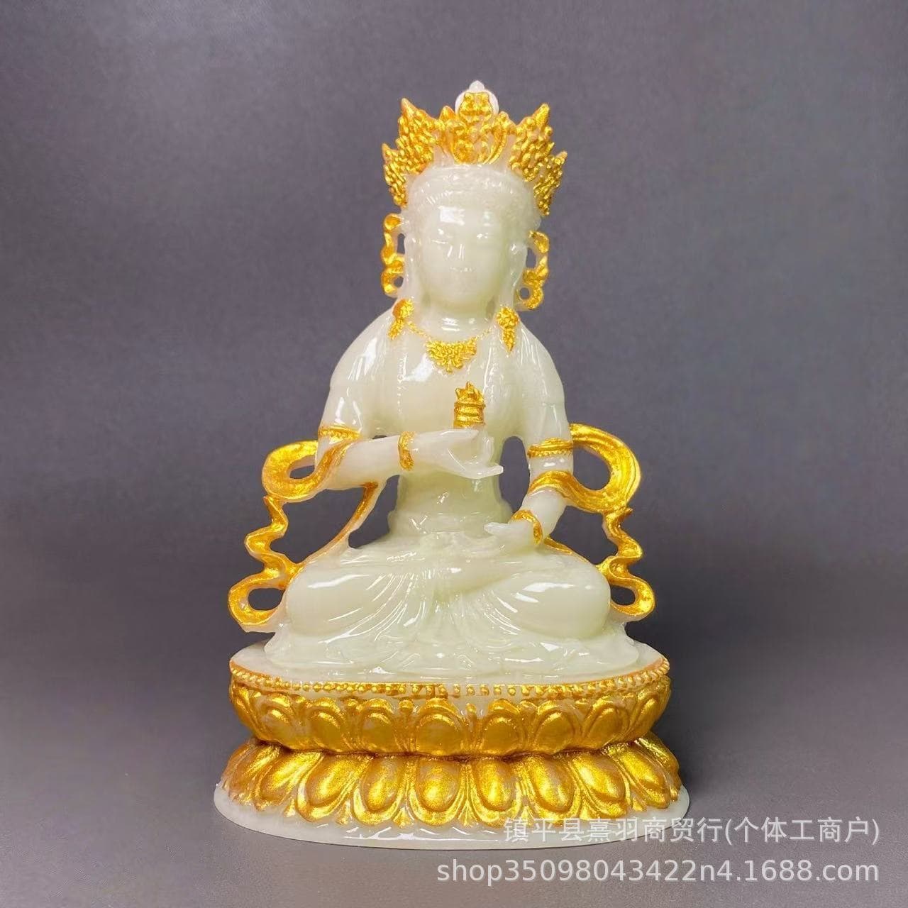 Resin Vajrasattva Buddha Statue Ornament for Temple and Home Altar, Gold-Plated and Gilded Vajrasattva