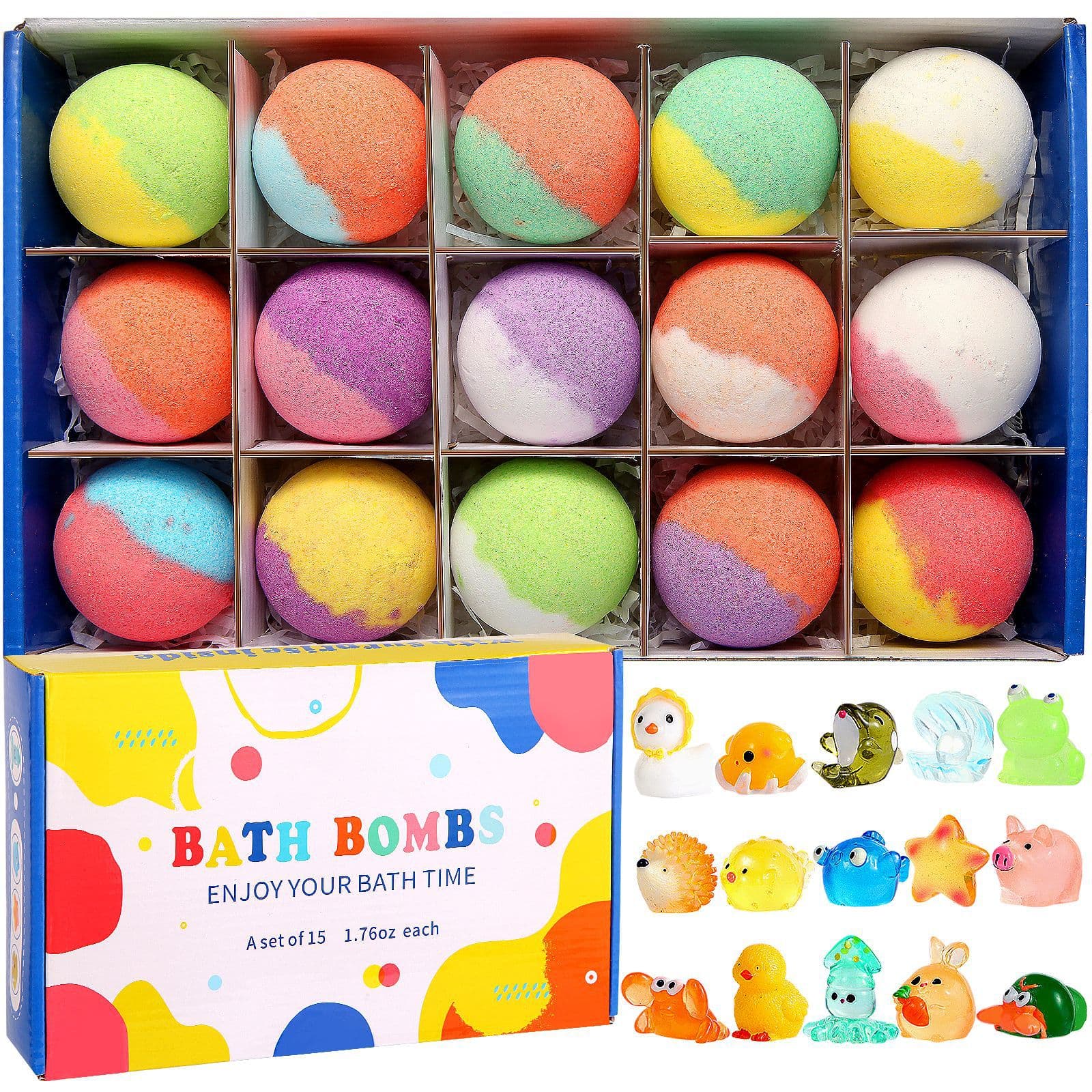 Kids Bath Bomb Set with Surprise Toy Glow-in-the-Dark Figurine Ball, Suitable for Boys and Girls Christmas Gift