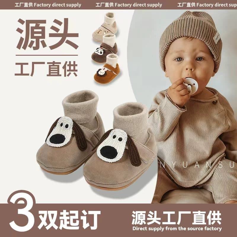 Winter newborn baby shoes and socks 6-12 months baby girl plus velvet cotton shoes toddler soft-soled infant shoes to keep warm