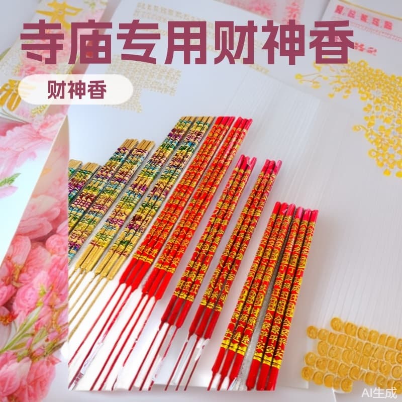 Buddhist incense manufacturer wholesale Buddha embossed word God of Wealth incense holding incense 50/60 cm 3-pack temple string incense incense supply