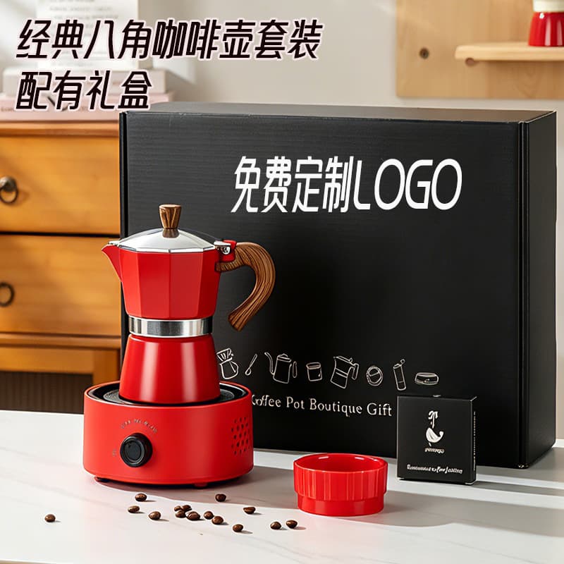 Moka Pot Coffee Maker for Home Brewing, Pour-Over Coffee Set, Office Coffee Machine, Gift Box Set Wholesale